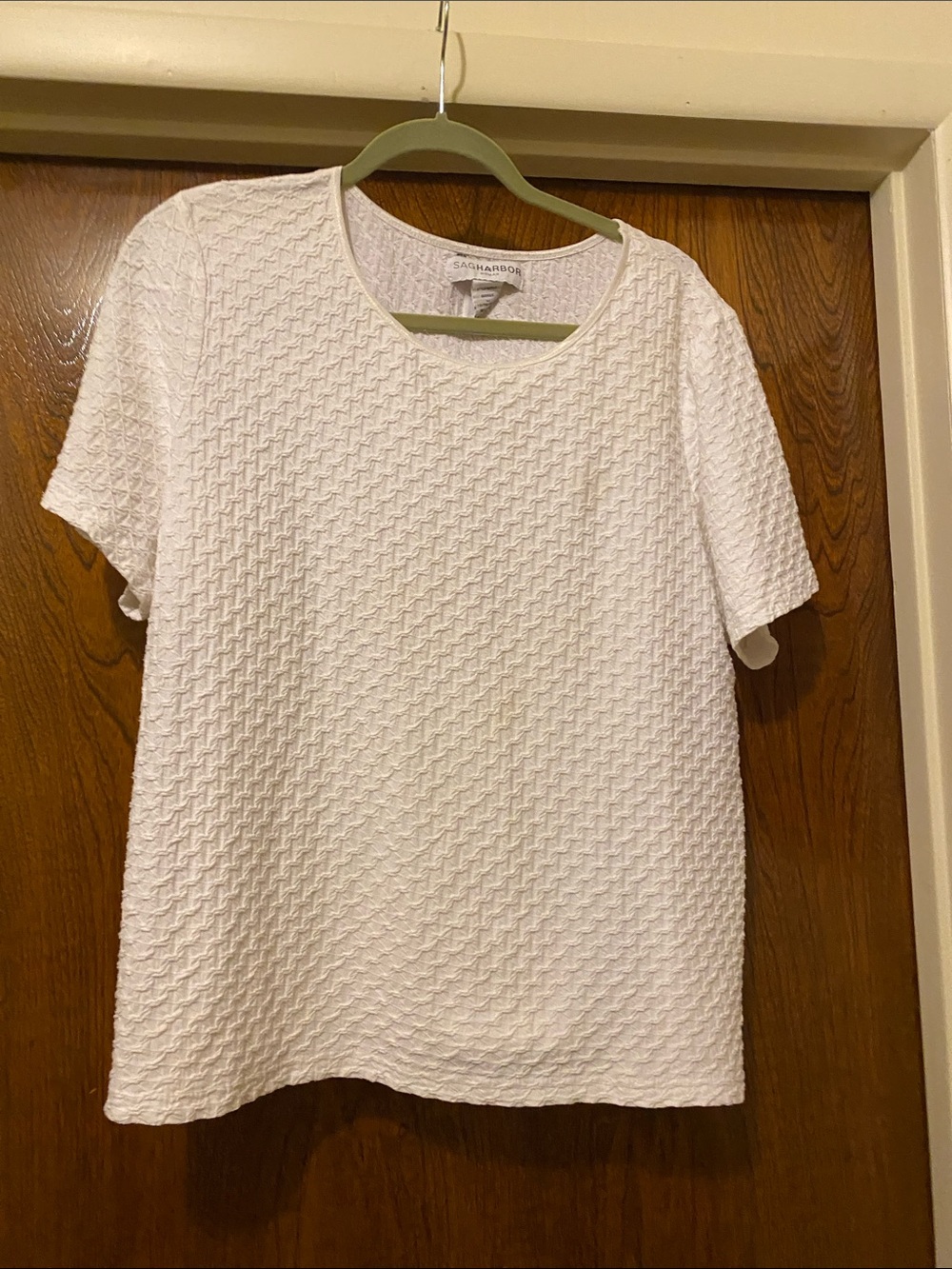 Sag Harbor White Textured Short Sleeve Tee